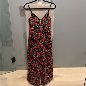 Club Monaco Floral Jumpsuit Black and Red